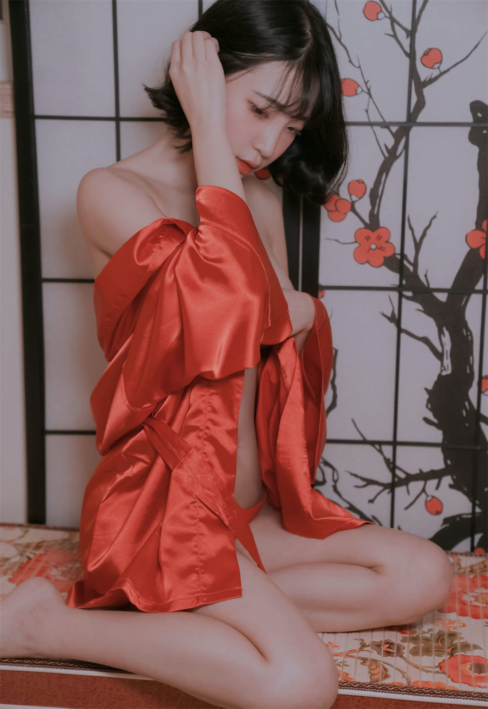 姜仁卿冬梅红绸缎22图插图4