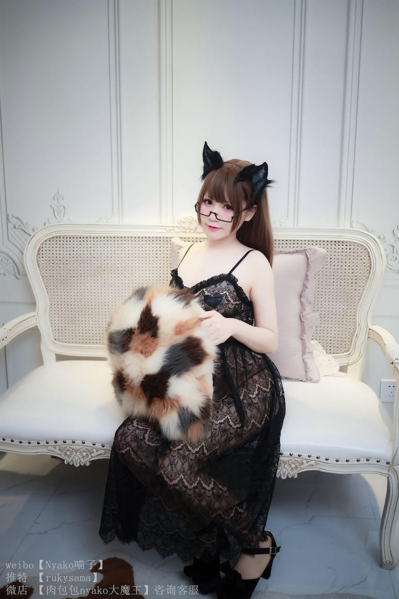 Nyako喵子黑色蕾丝睡裙猫58图1视频插图4