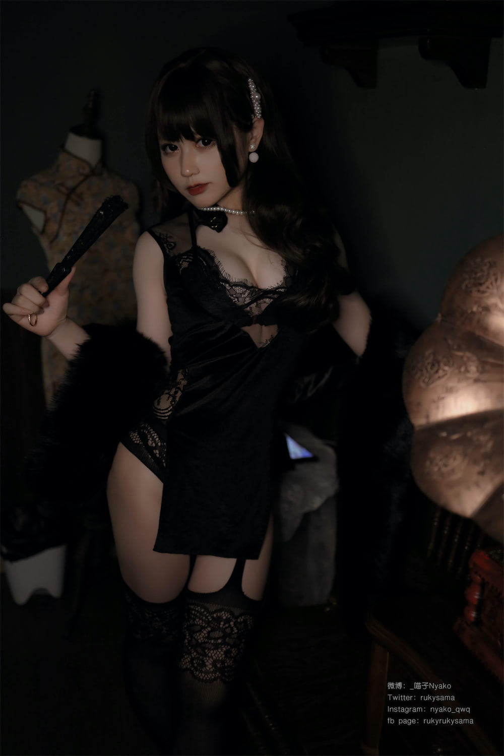 nyako喵子文艺复兴黑旗袍65图2视频插图4