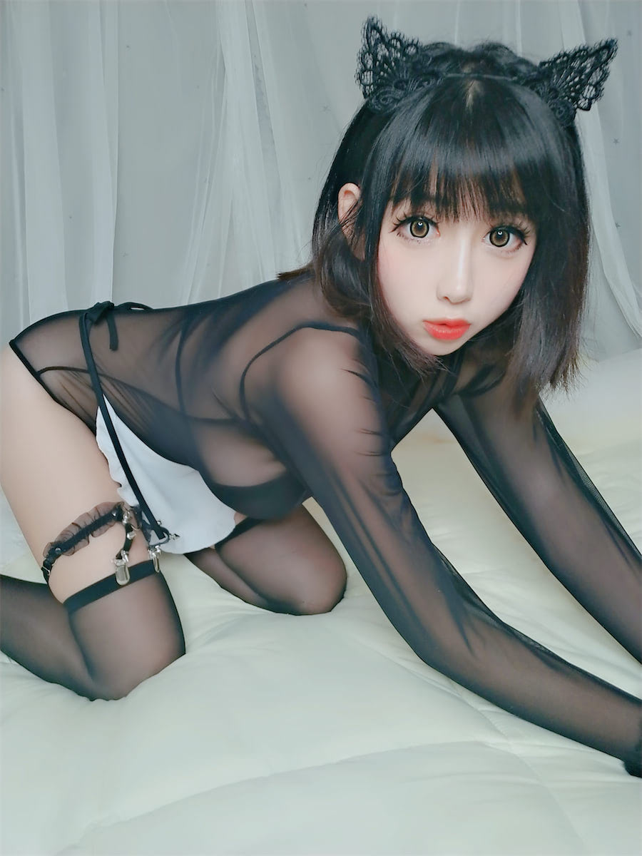w黑米粥w黑纱猫耳40图1视频插图2