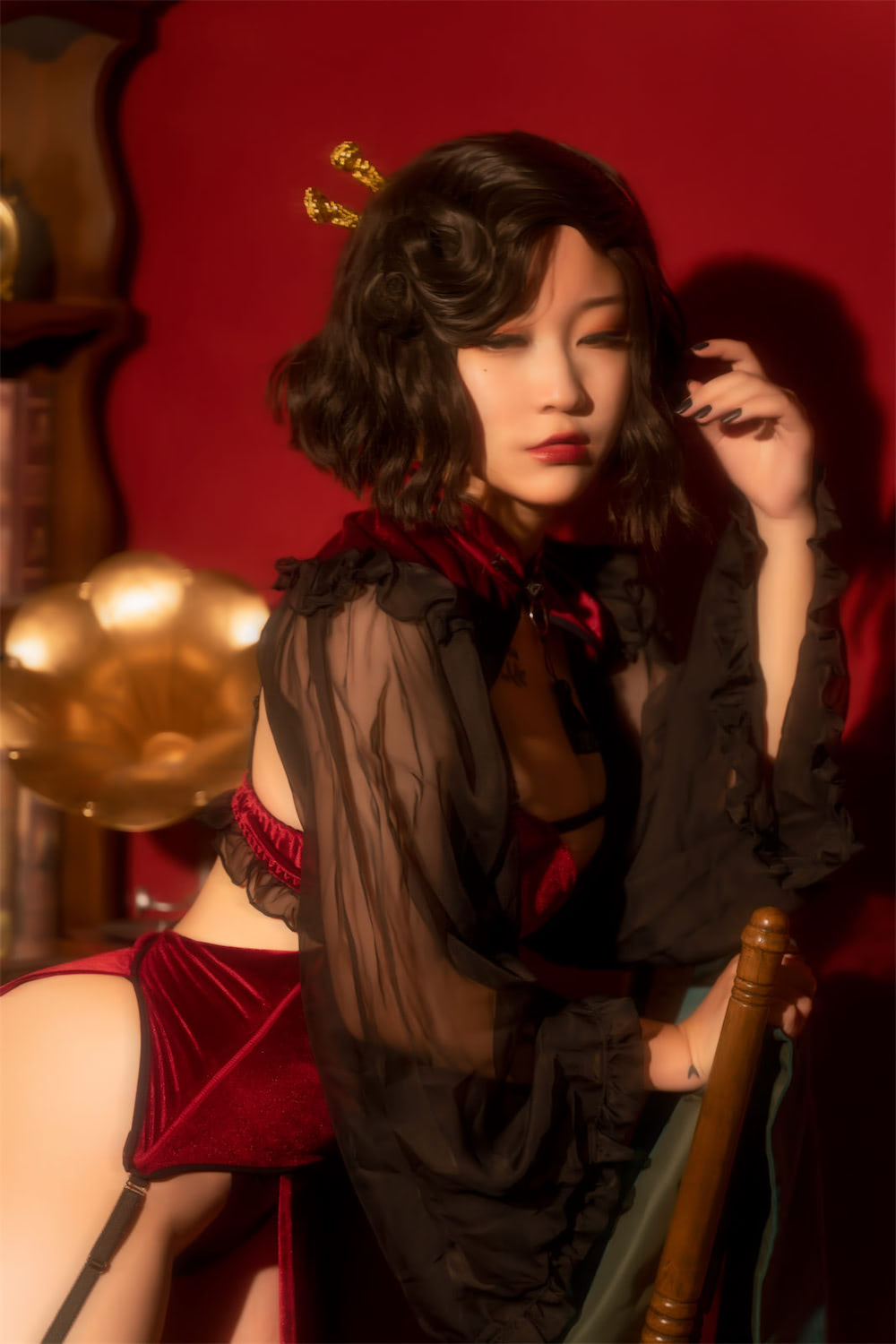 奇行家狗崽红丝绒旗袍16图插图1