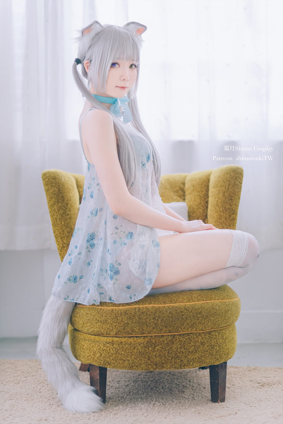 霜月shimo双马尾白丝小猫娘15图插图