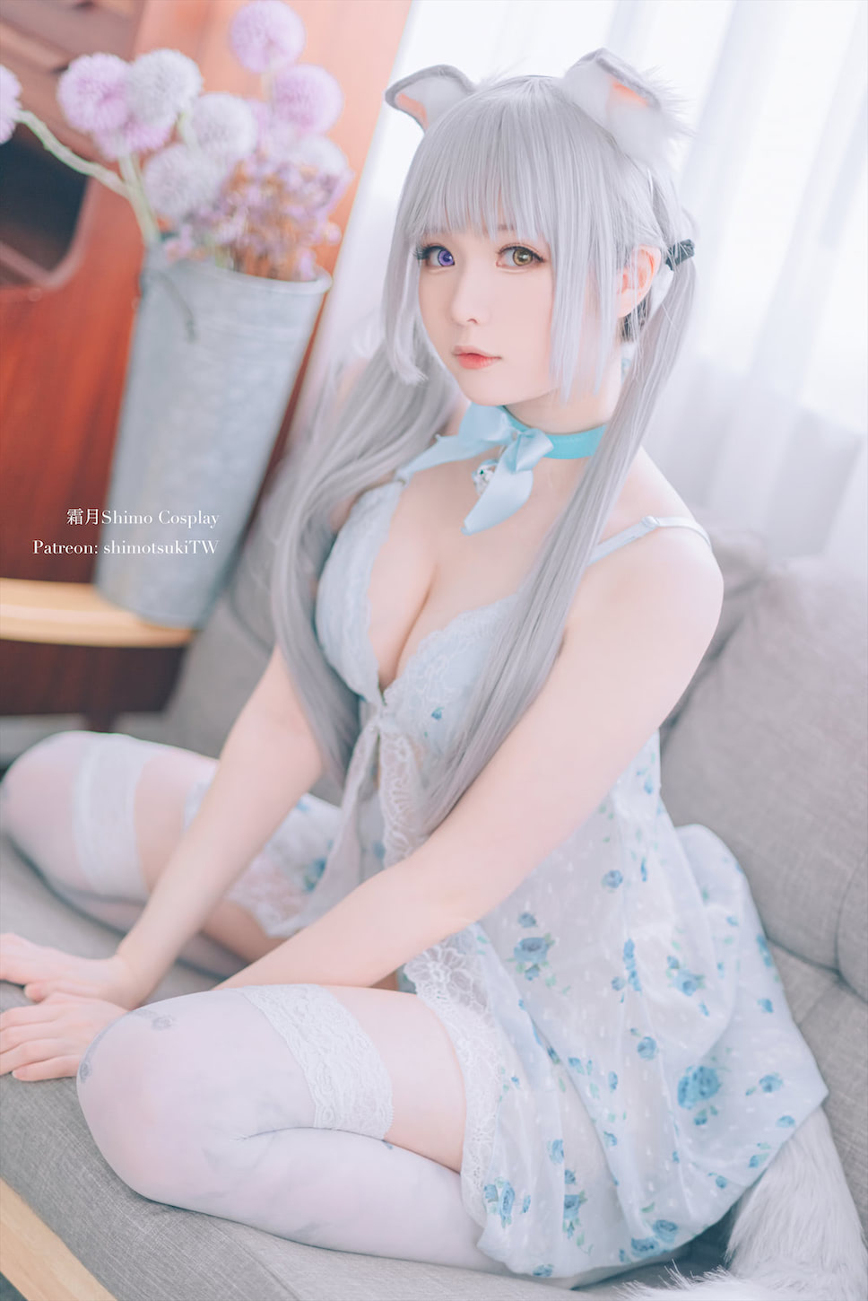 霜月shimo双马尾白丝小猫娘15图插图2