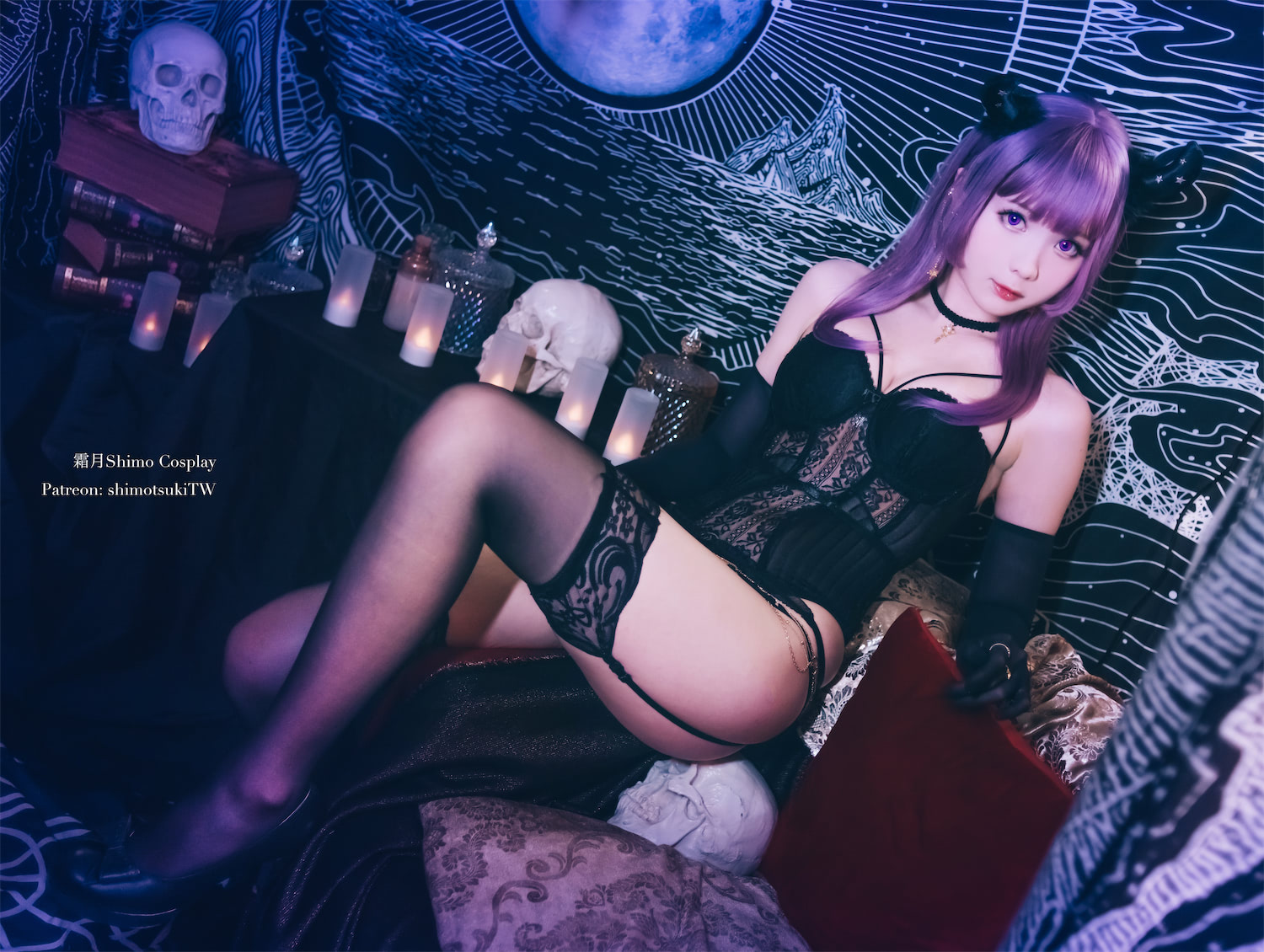 霜月shimo紫发黑丝魅魔16图插图1
