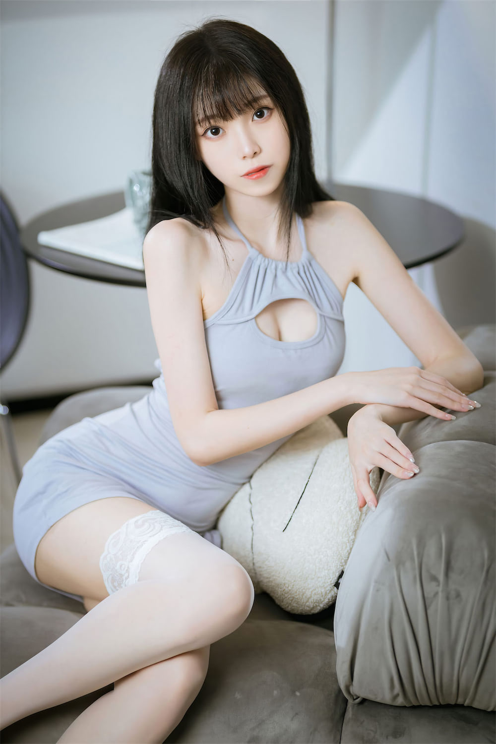 许岚LAN白丝蓝裙32图插图3