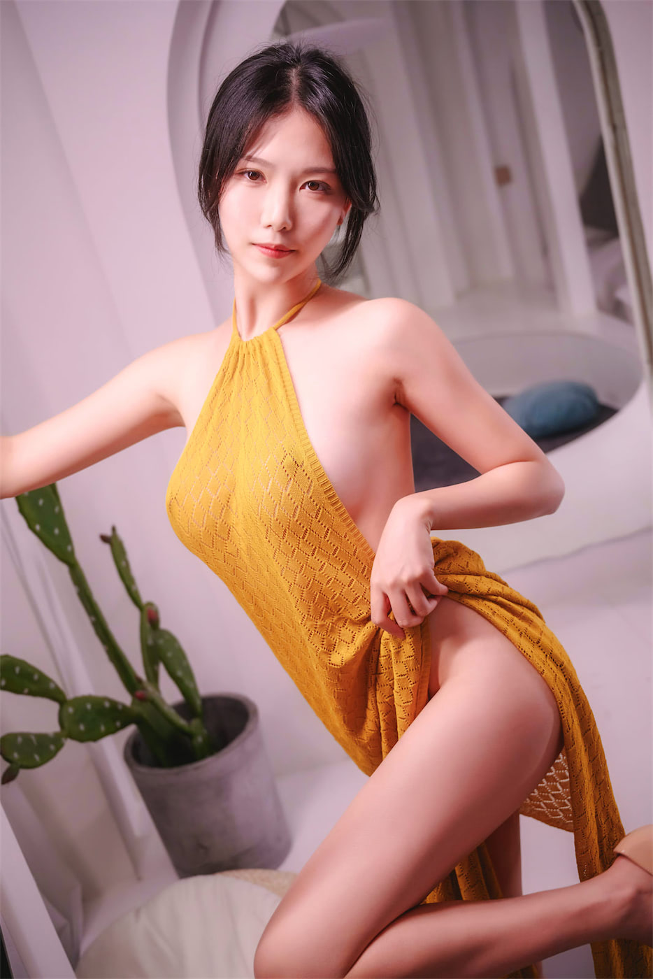 抖娘利世黄色针织礼裙46图插图