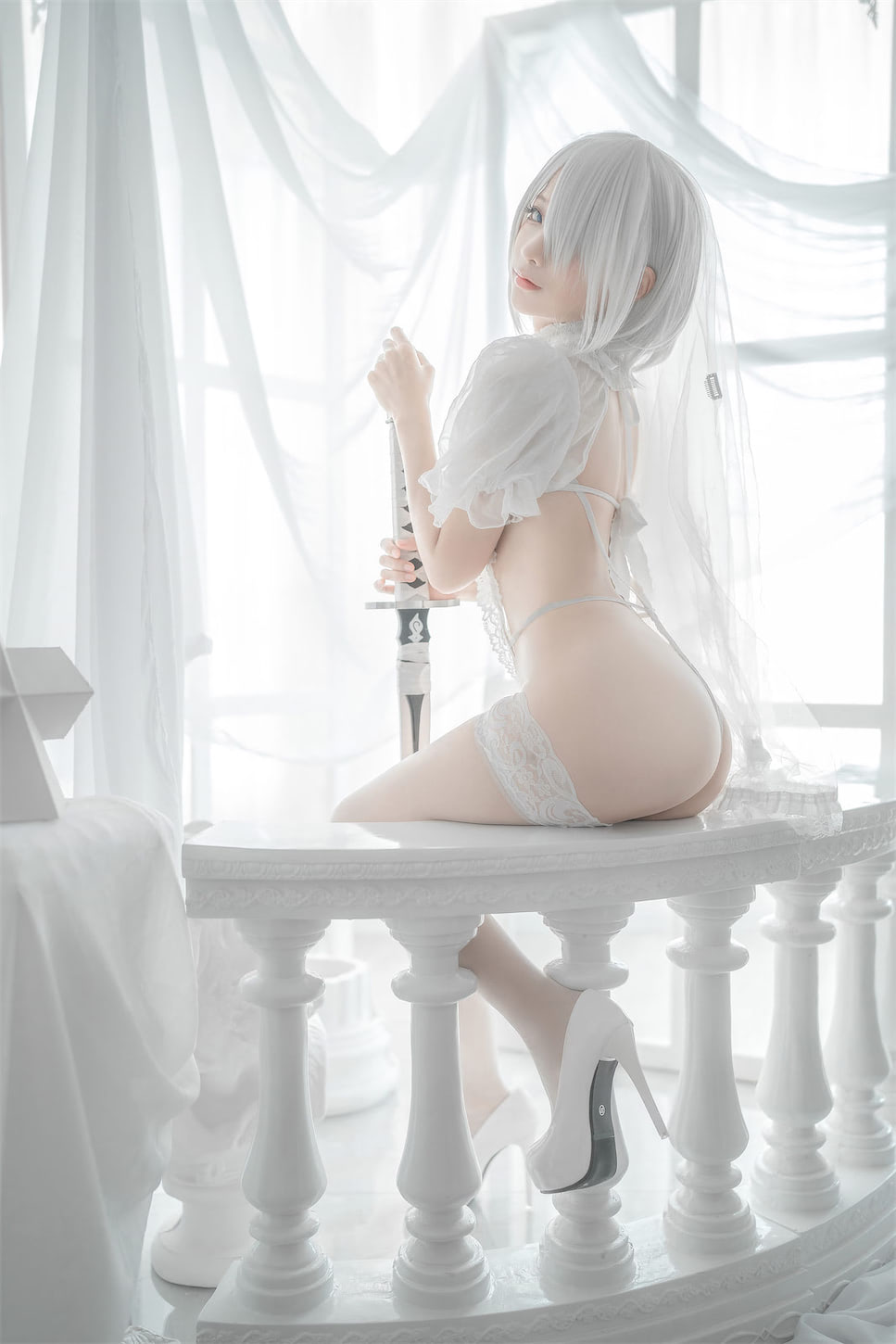 蠢沫沫2B白色婚纱59图插图3