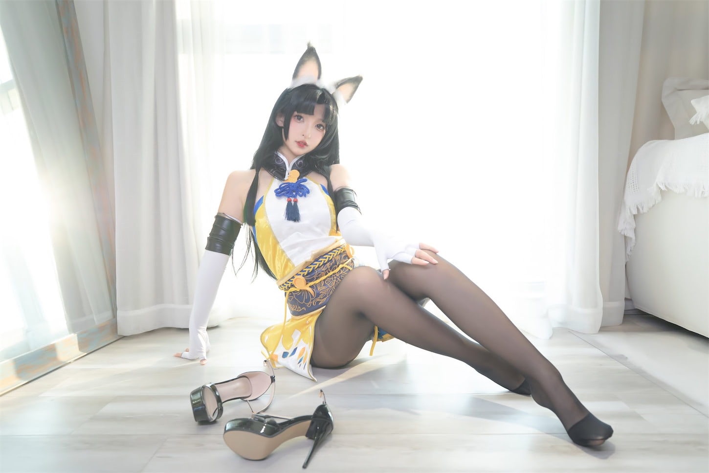 神楽坂真冬猫耳黑丝胡桃75图插图