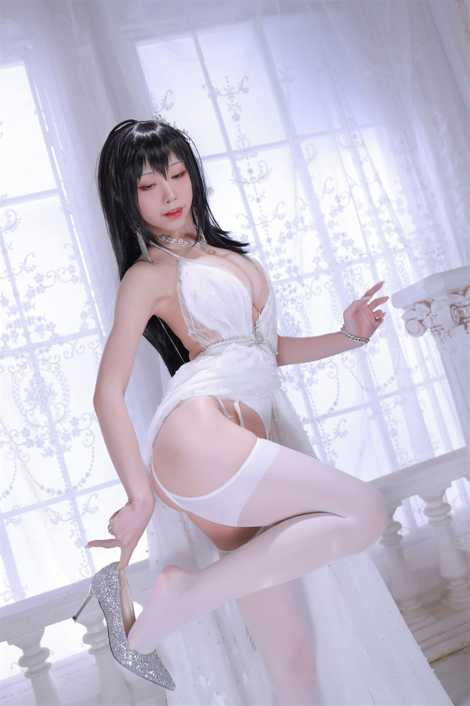 水淼aqua大凤白丝婚纱84图插图2